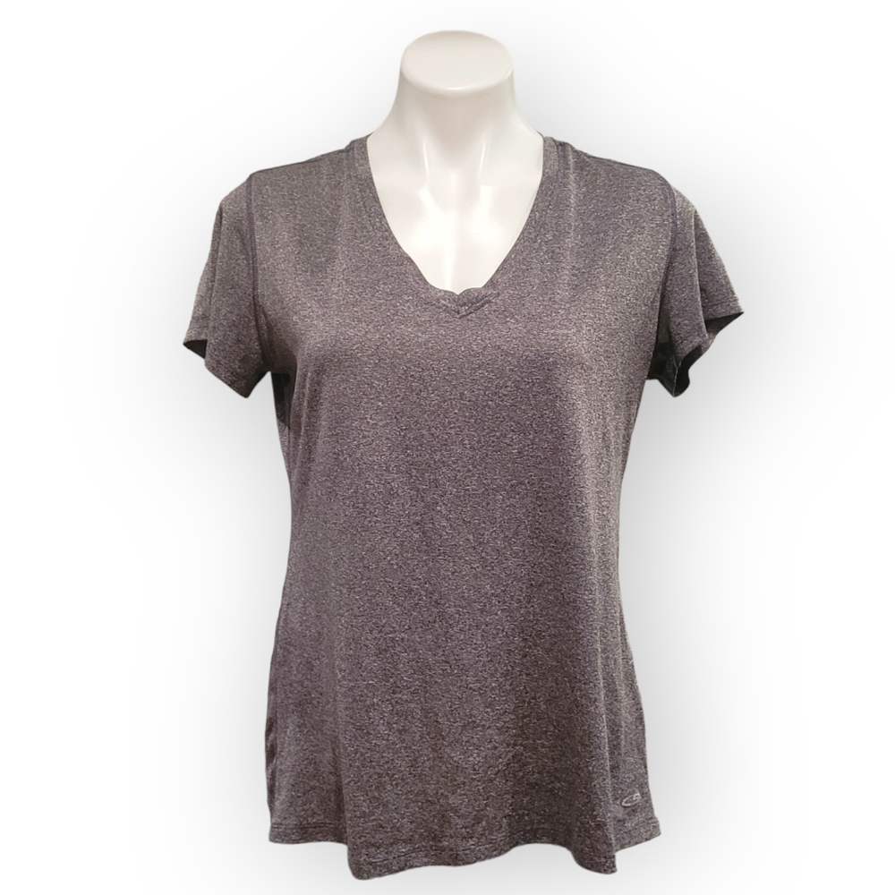 Champion Womens Large Grey Vneck Short Sleeve Top